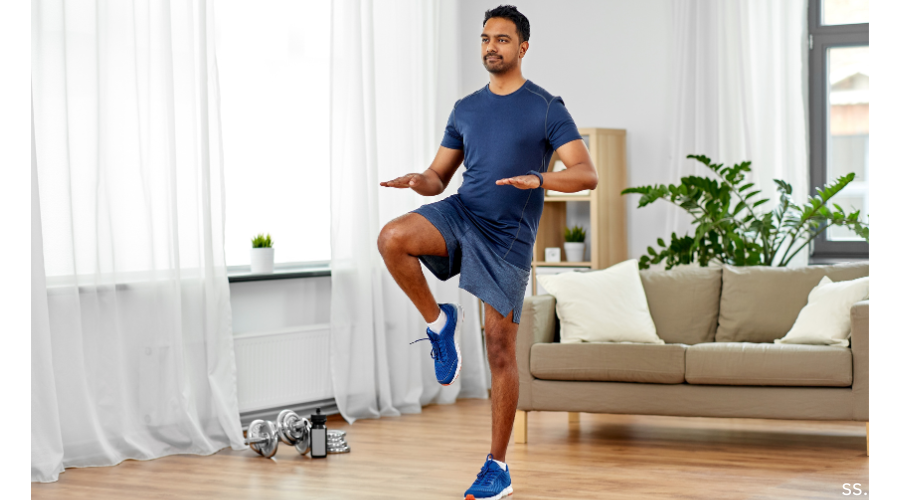 man working out at home